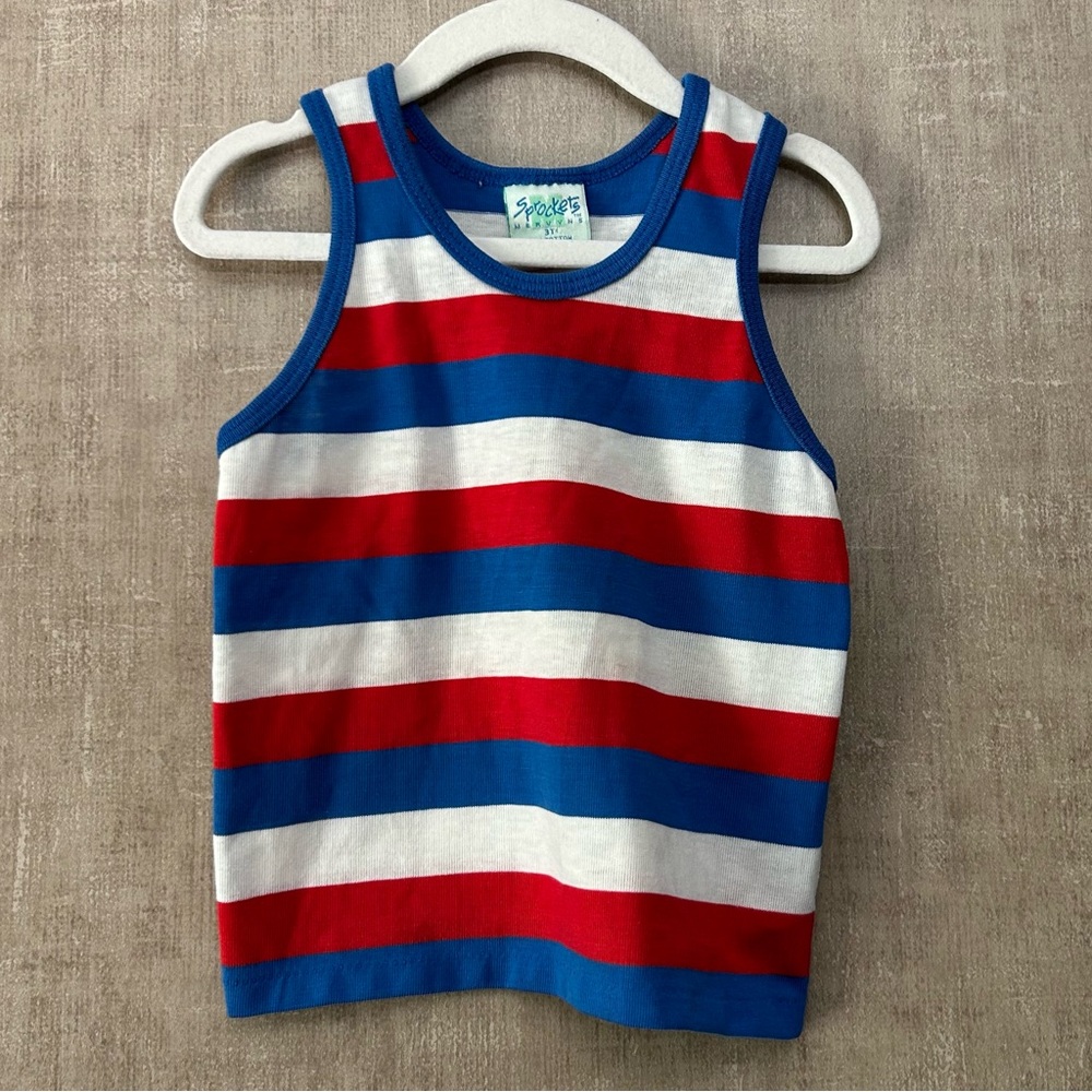 Vintage Sprockets Striped Tank Top - Red, Blue, White